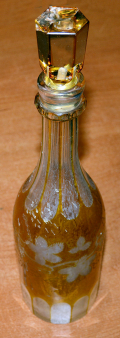 19th CENTURY BOHEMIAN AMBER FLASHED CUT TO CLEAR DECANTER