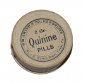 PASTEBOARD QUININE PILL CONTAINER WITH PILLS