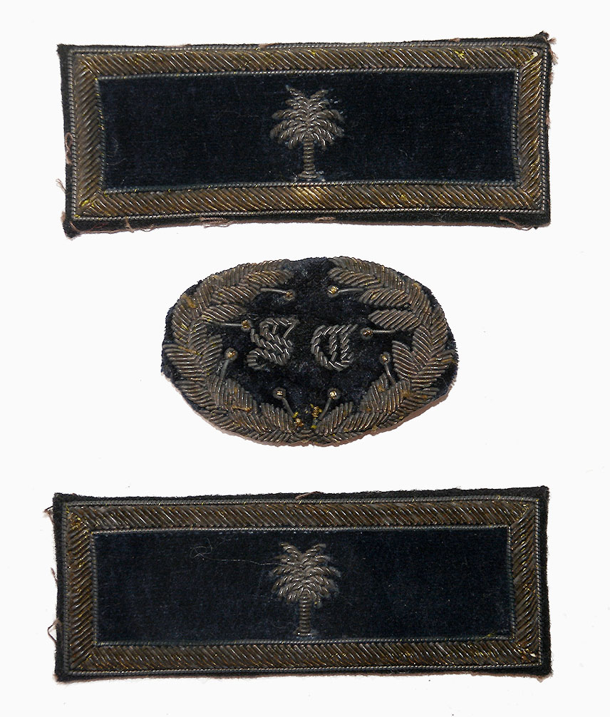 SOUTH CAROLINA OFFICER PALMETTO TREE SHOULDER STRAPS AND CAP INSIGNIA