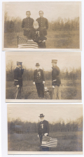 SET OF THREE PHOTOS OF 83-YEAR-OLD CIVIL WAR VETERAN WITH NEPHEWS