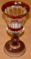 ANTIQUE BOHEMIAN RUBY GLASS GARNITURE PEDESTAL VASE