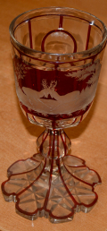 LARGE BOHEMIAN RUBY GLASS GOBLET	