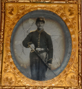 SIXTH PLATE CIVIL WAR AMBROTYPE OF US CAVALRYMAN