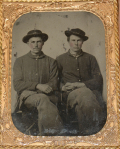 EXQUISITE UNIQUELY-CASED QUARTER PLATE TINTYPE - CIVIL WAR ENLISTED PAIR