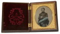 SIXTH PLATE TINTYPE - SEATED VIEW OF CIVIL WAR SOLDIER