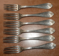 SET OF SIX SILVER DESSERT FORKS FROM GALT & BROS.