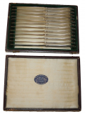 VERY FINE CASED SET OF TWELVE COIN SILVER DESSERT KNIVES FROM GALT & BROS.