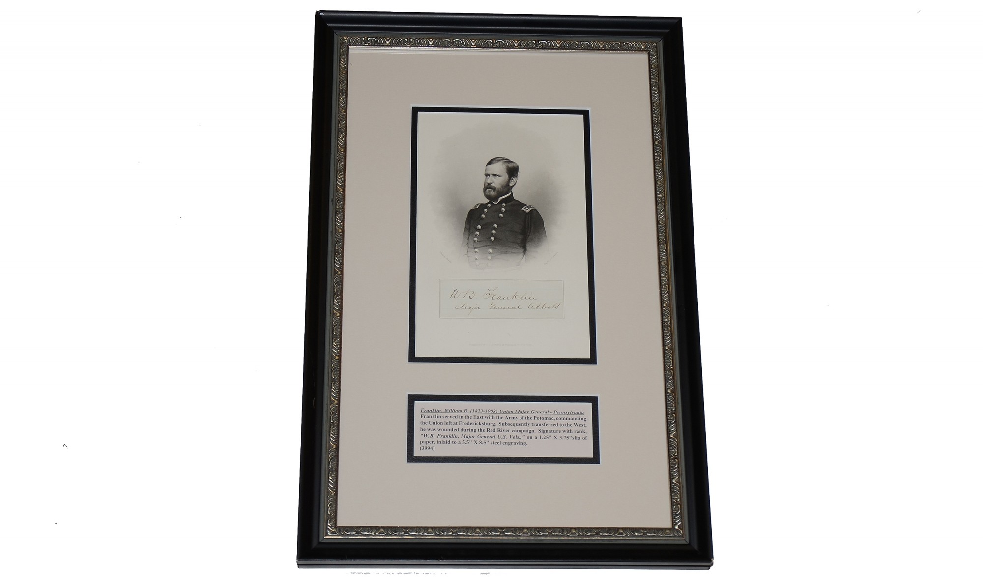 framed-clipped-signature-of-major-general-william-b-franklin-horse