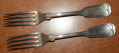 PAIR OF COIN SILVER DINNER FORKS BY S. LEWIS OF WASHINGTON, DC