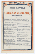 PATRIOTIC BATTLE OF CEDAR CREEK SONG SHEET