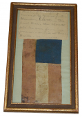 IDENTIFIED AND BLOODSTAINED PERSONAL FIRST NATIONAL CONFEDERATE FLAG WORN AT FIRST MANASSAS BY WILLIAM BEARDEN, 8th GEORGIA, WIA