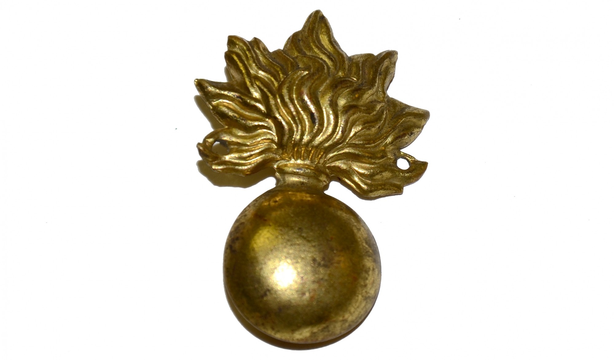 EXCELLENT, ORIGINAL ORDNANCE ‘FLAMING BOMB’ STAMPED BRASS INSIGNIA ...